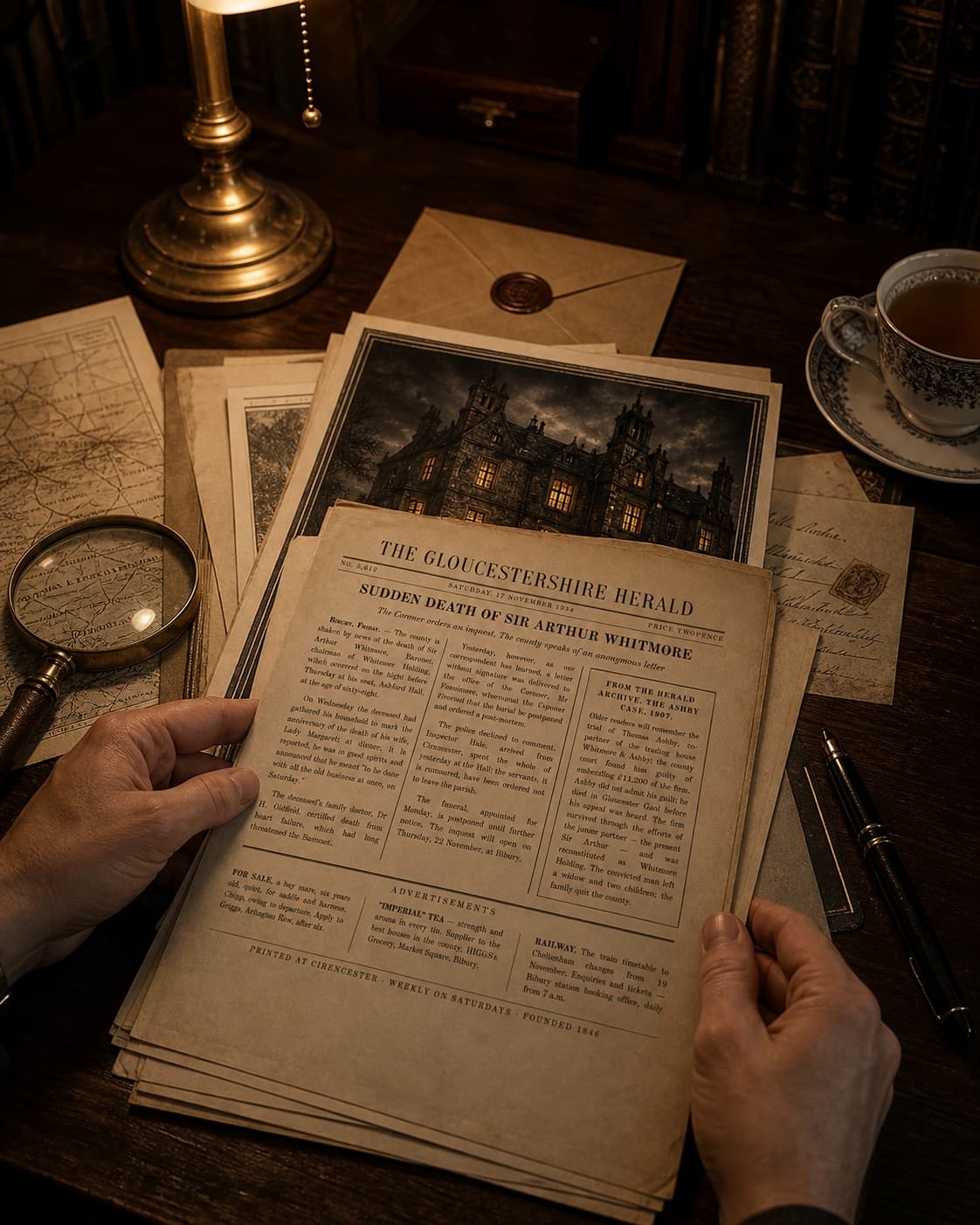 Spoiler-free printed evidence materials for Death at Ashford Hall