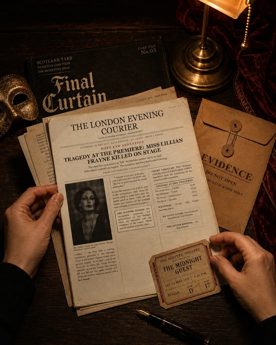 Spoiler-free printed evidence materials for Final Curtain